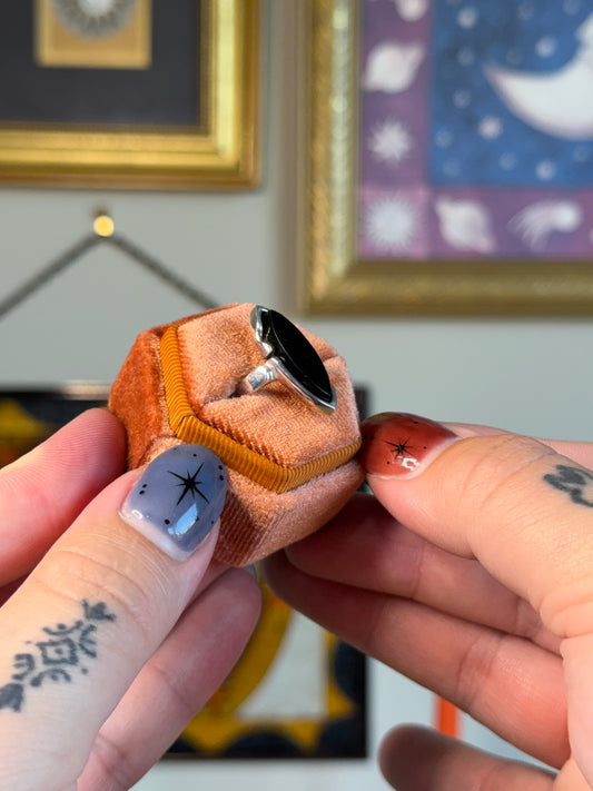Marquise black onyx ring