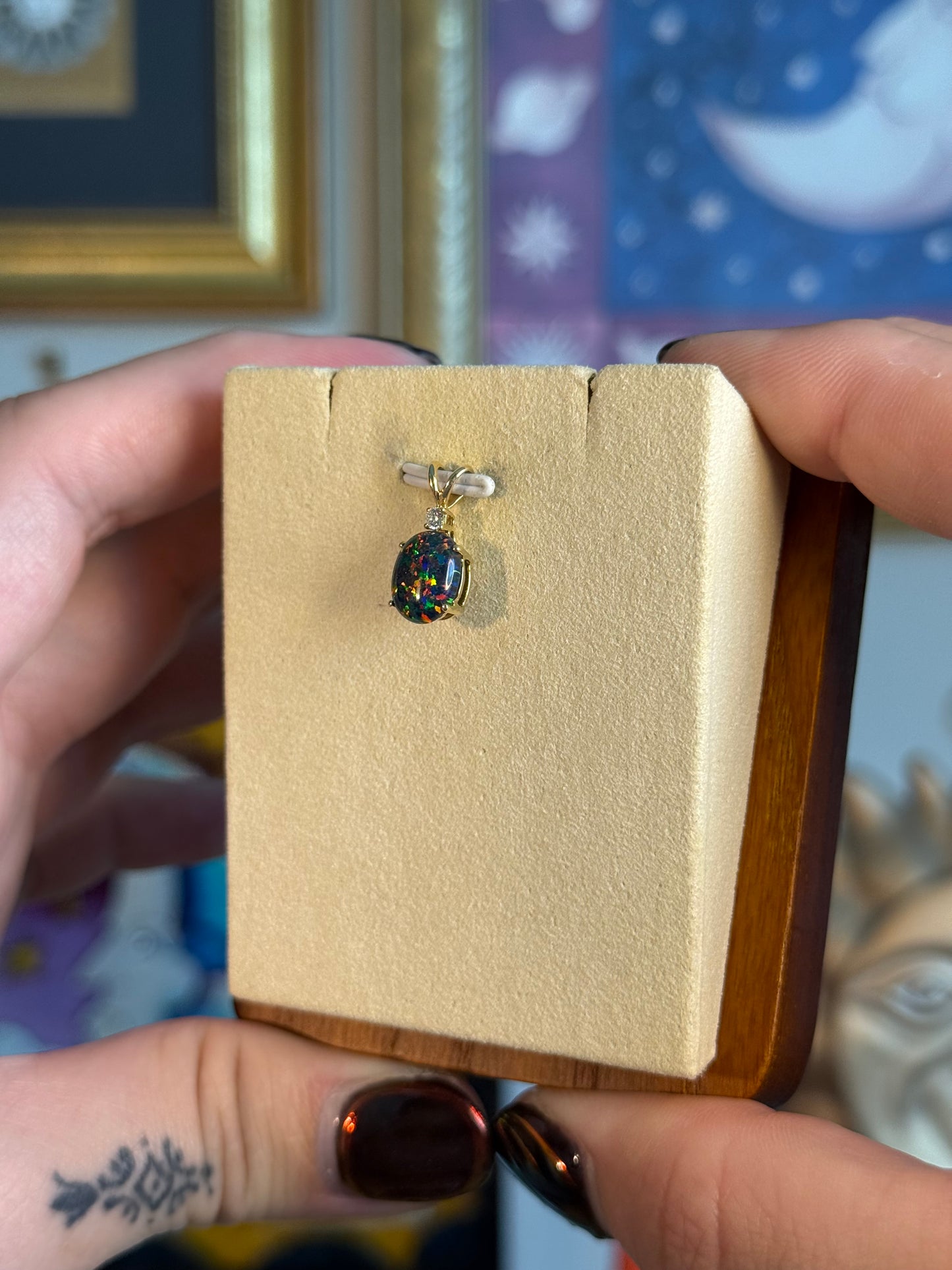 Black opal pendant