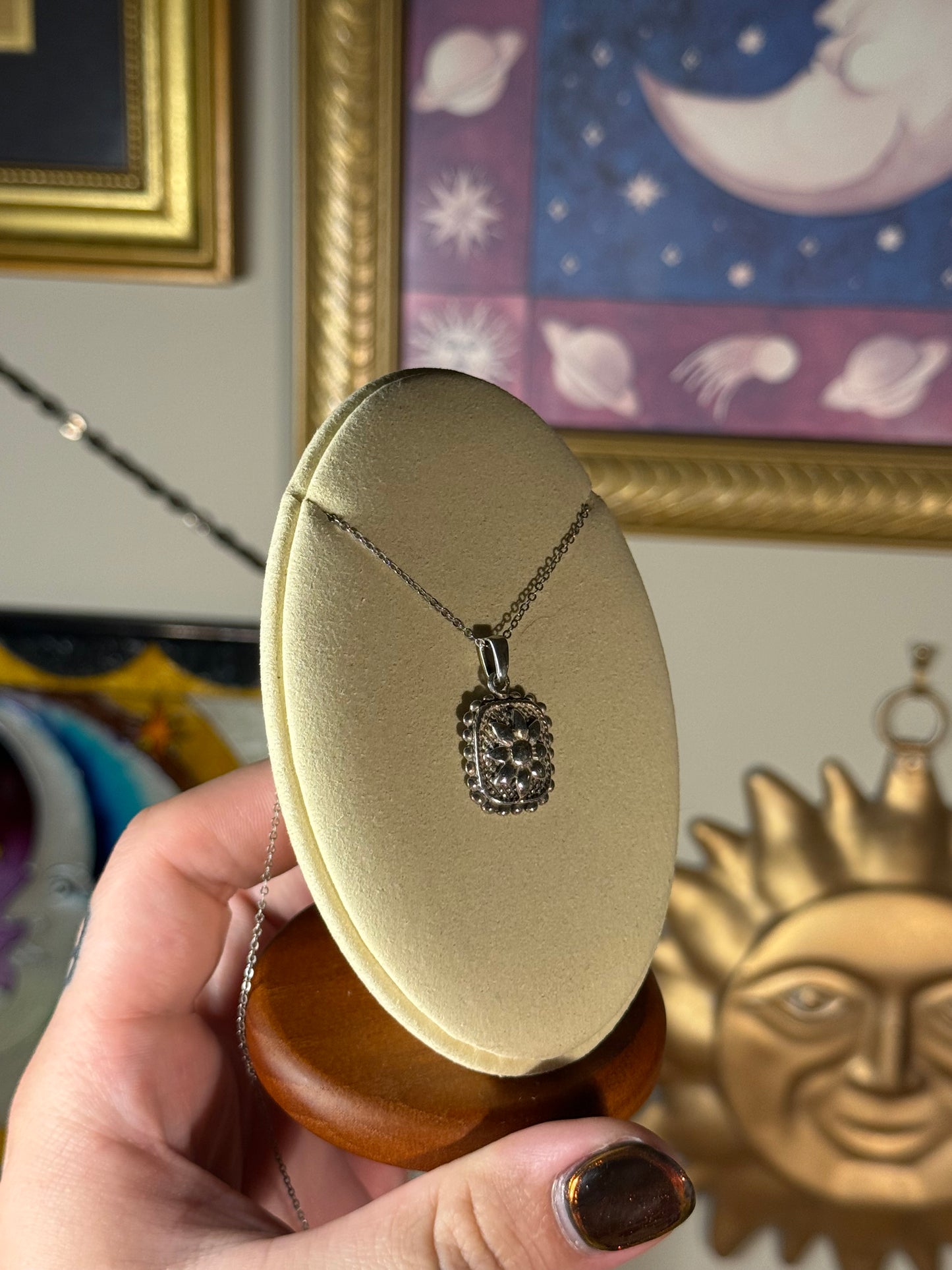 Floral square necklace