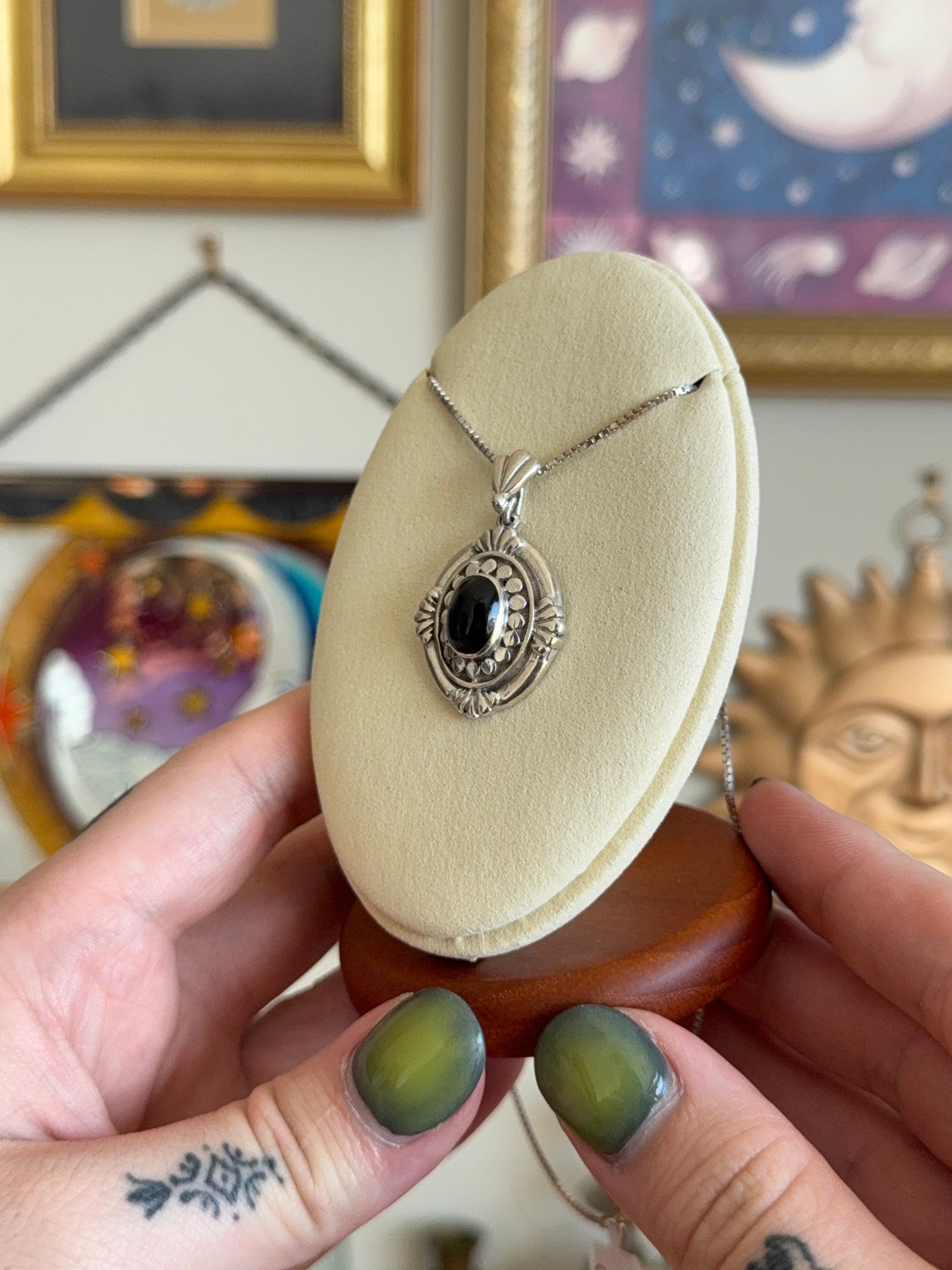 Black Onyx medallion necklace
