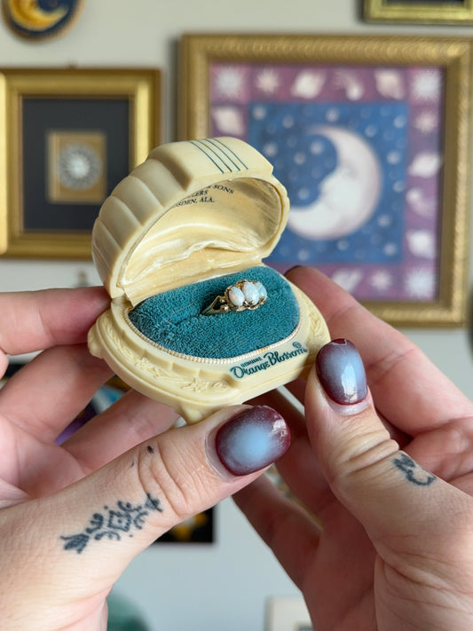 Triple Opal yellow gold ring