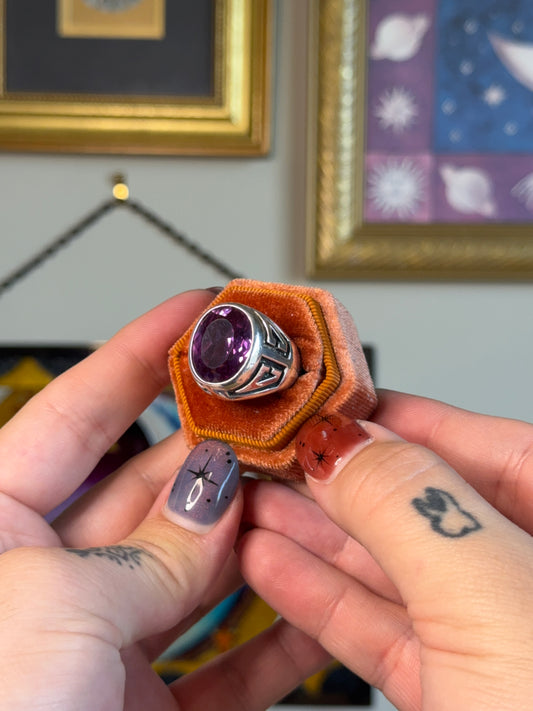Amethyst Taxco detailed signet