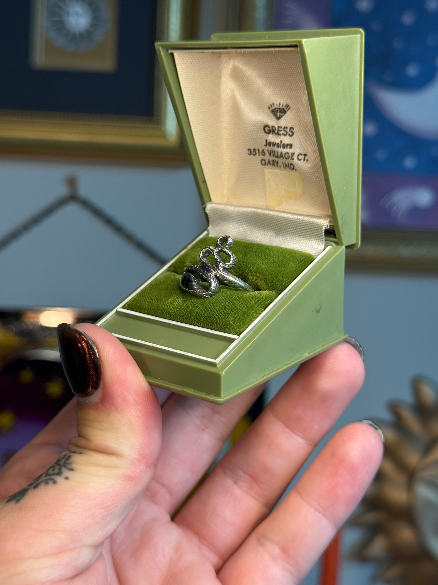 Black Onyx snake ring