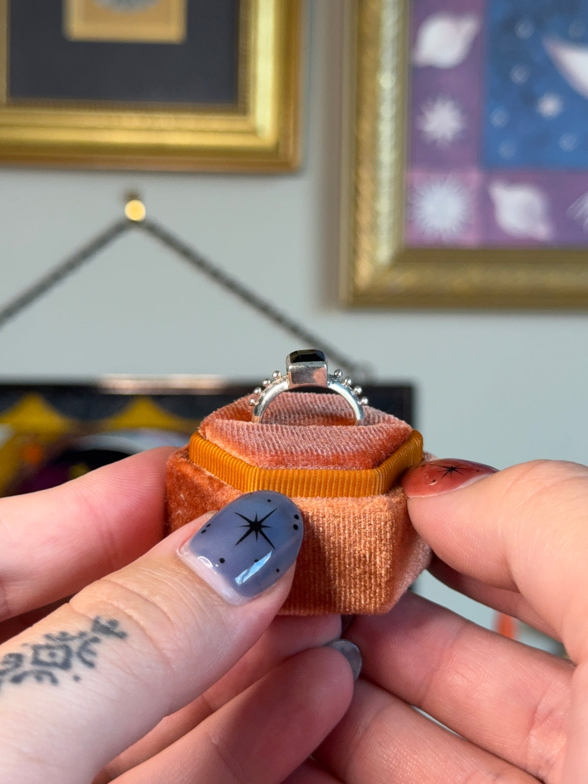 Small black onyx square band