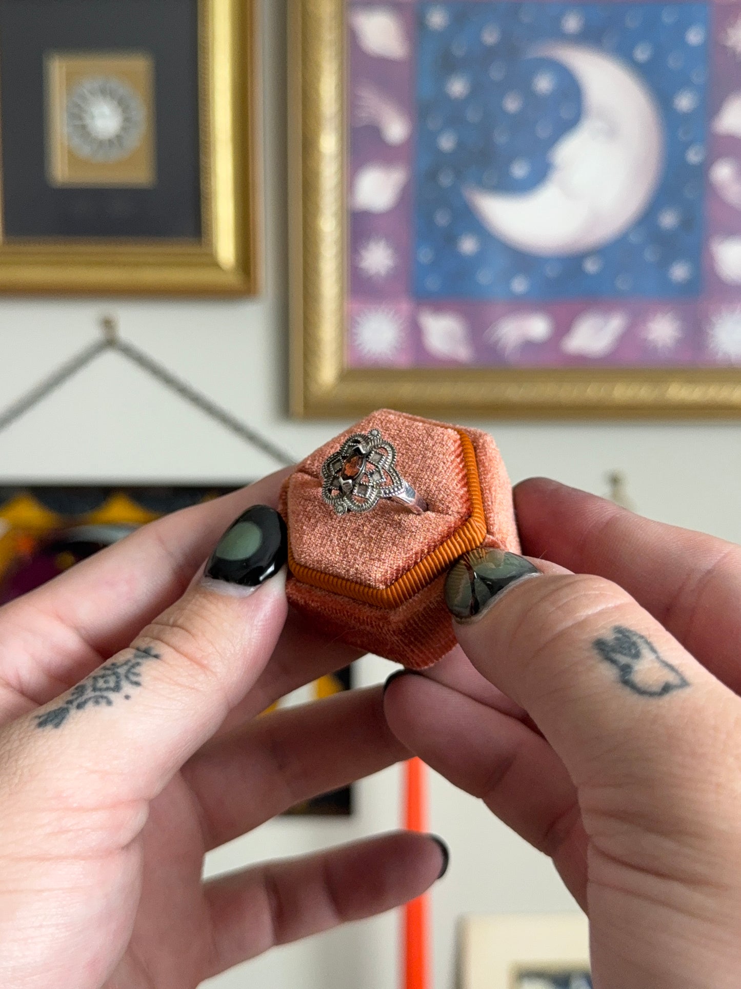Marquise garnet ring