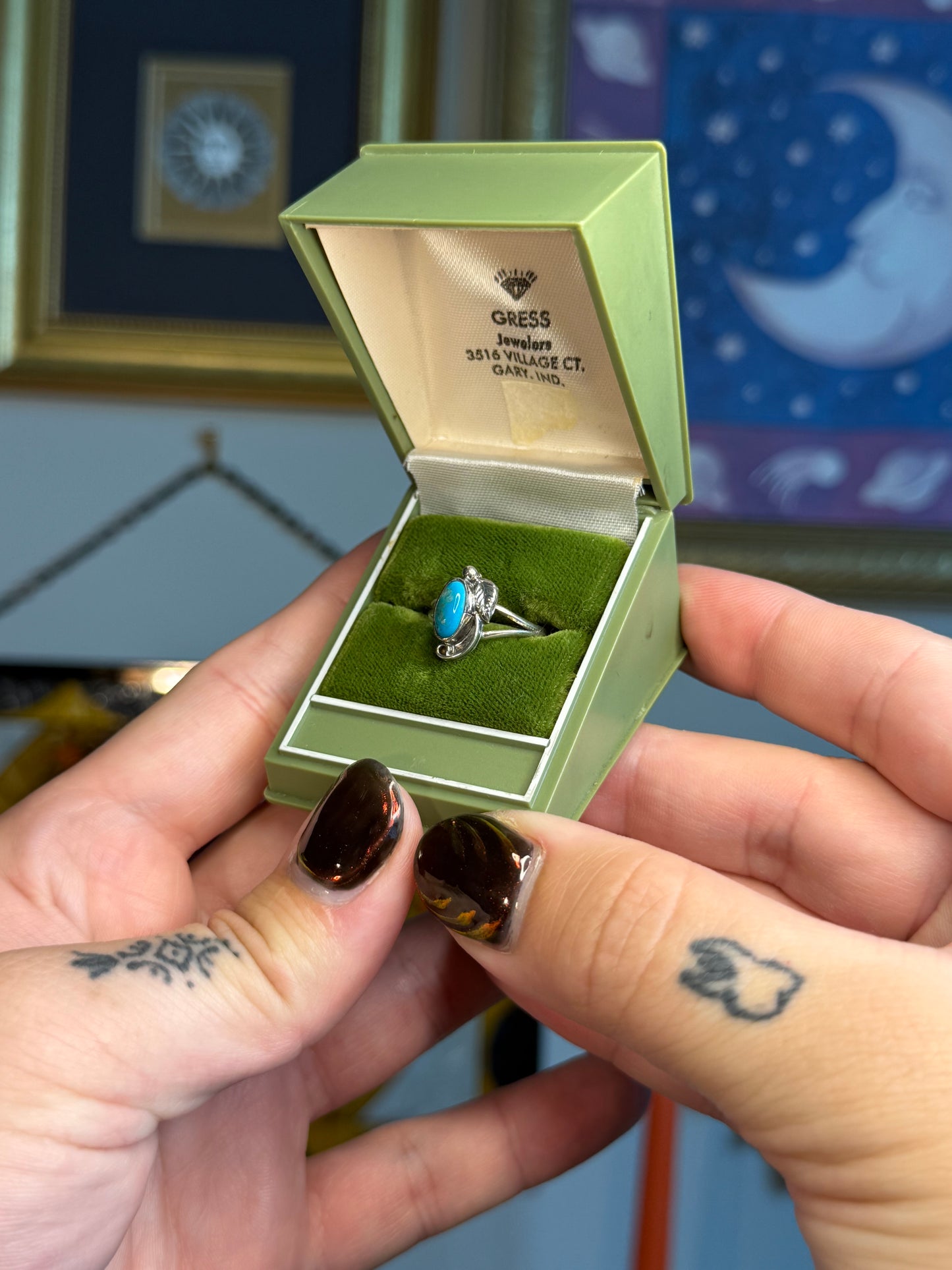 Small oval turquoise ring