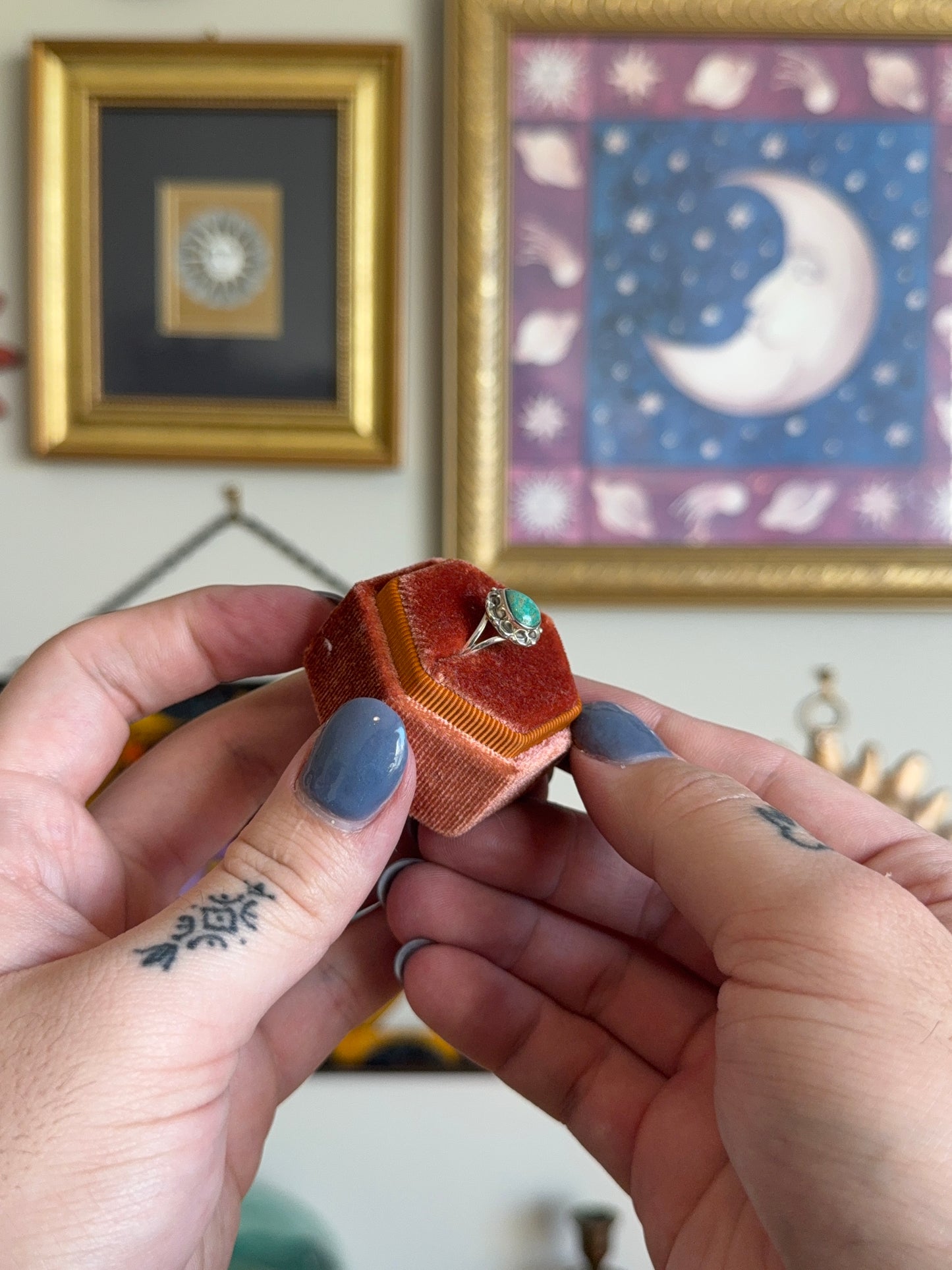 Small pear shaped turquoise ring