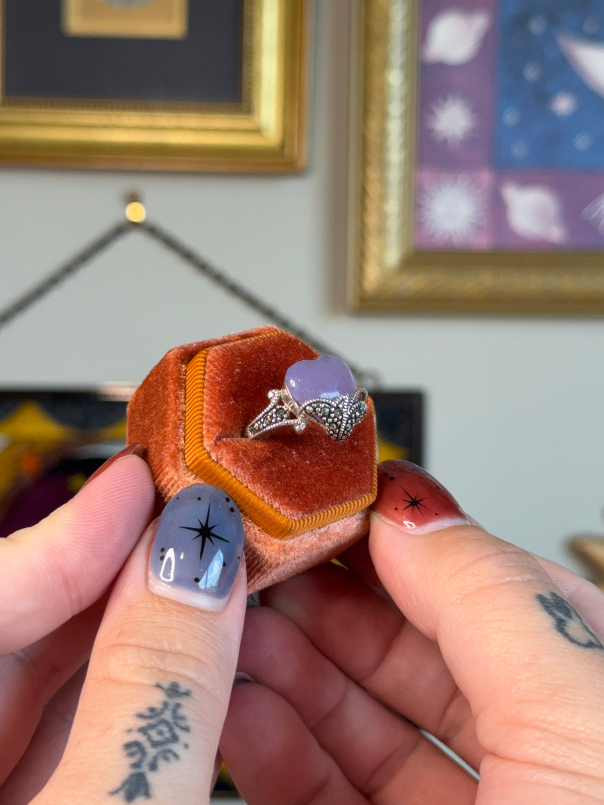 Amethyst & Marcasite heart ring