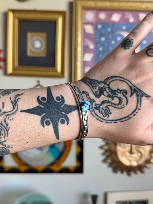 Turquoise & Lapis Inlay Cuff Bracelet