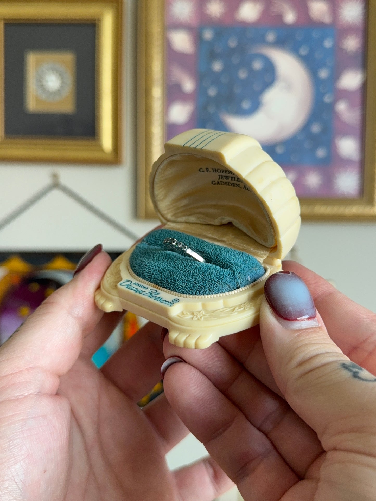 High setting blue topaz band