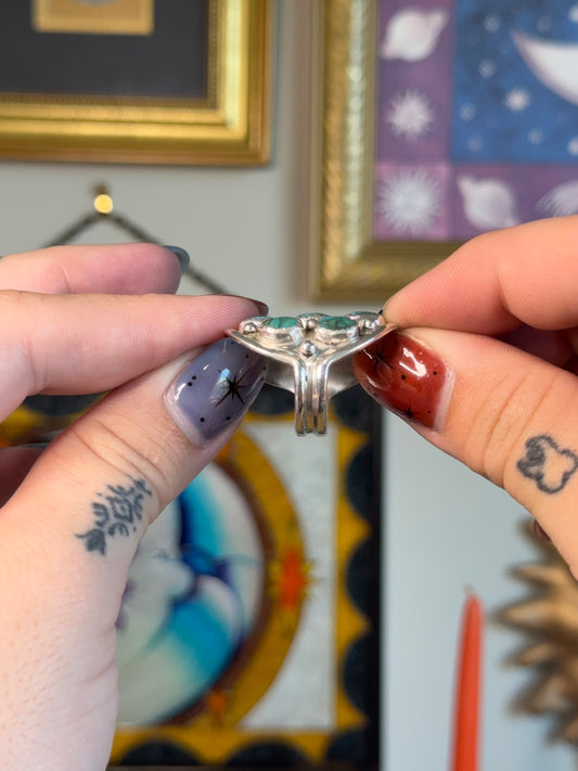 Turquoise shield ring