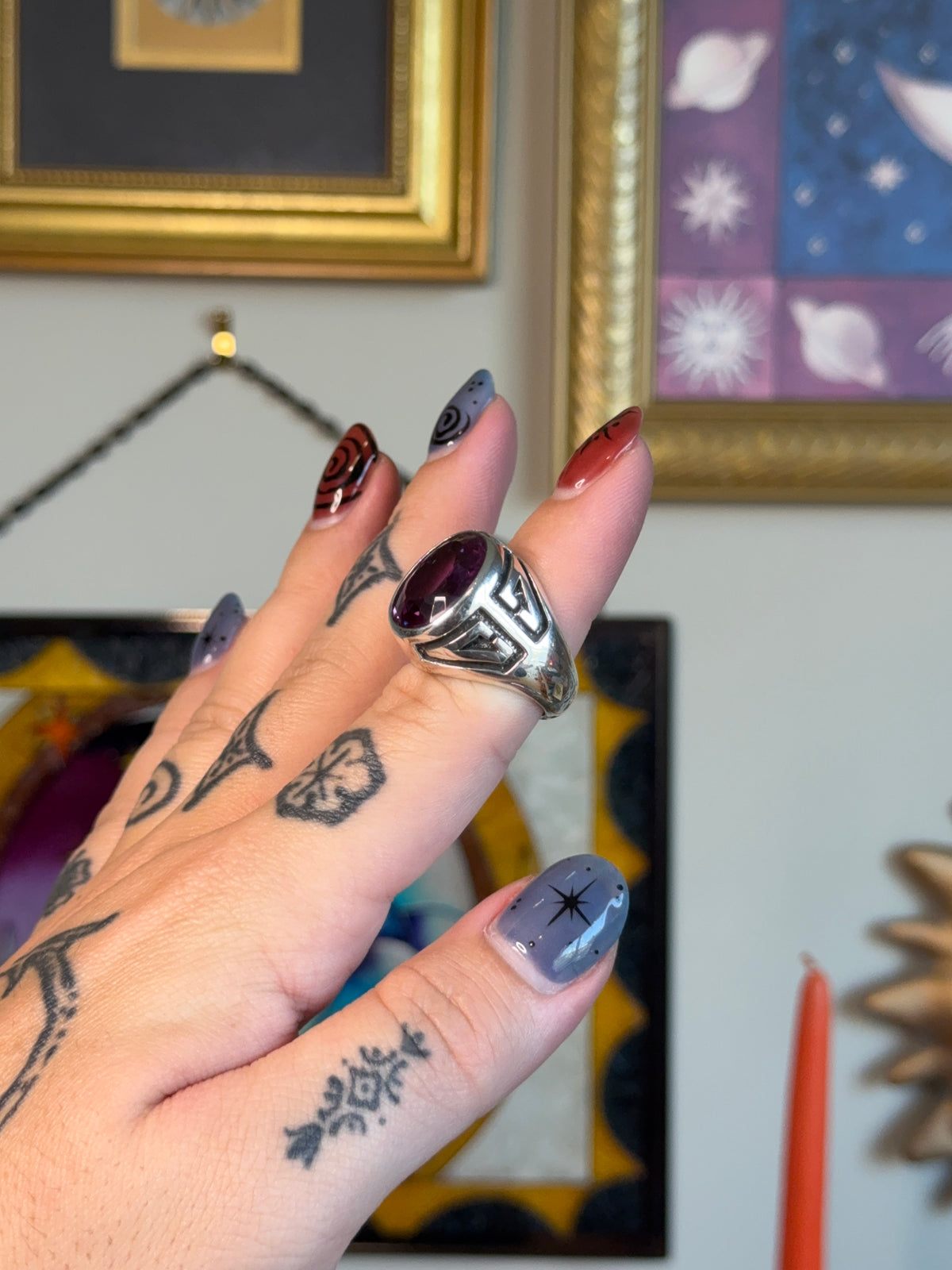 Amethyst Taxco detailed signet