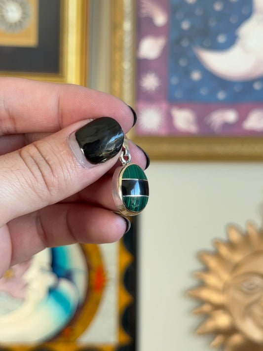 Silver Malachite & Black Onyx Pendant