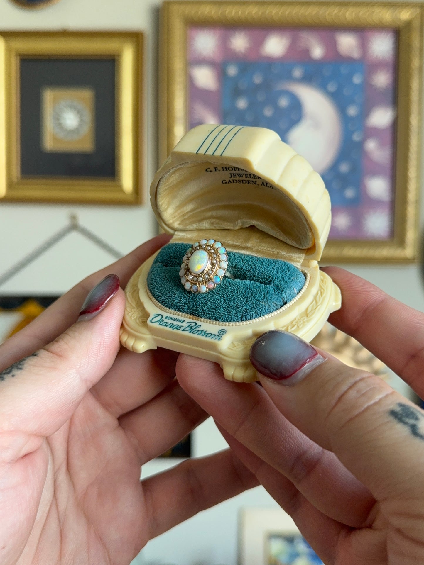 Antique Opal and seed pearl ring