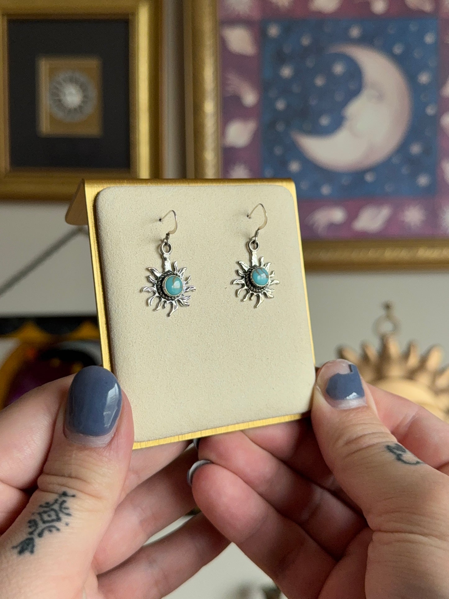 Turquoise sun earrings