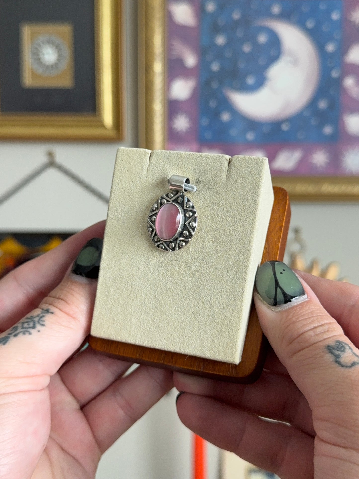 Pink cat eye pendant