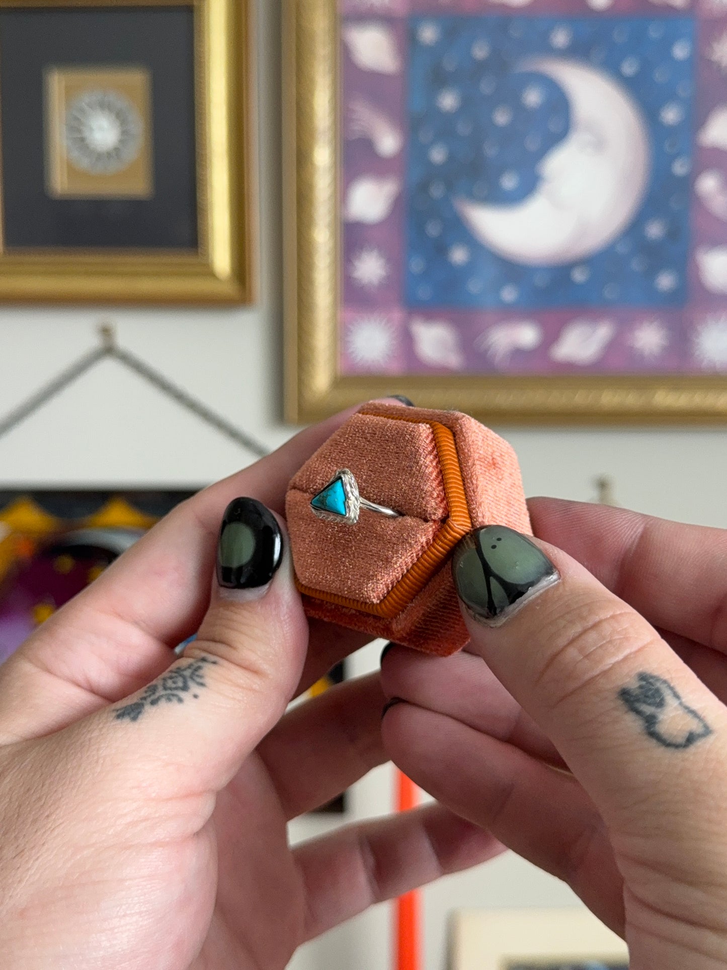 Triangle turquoise ring