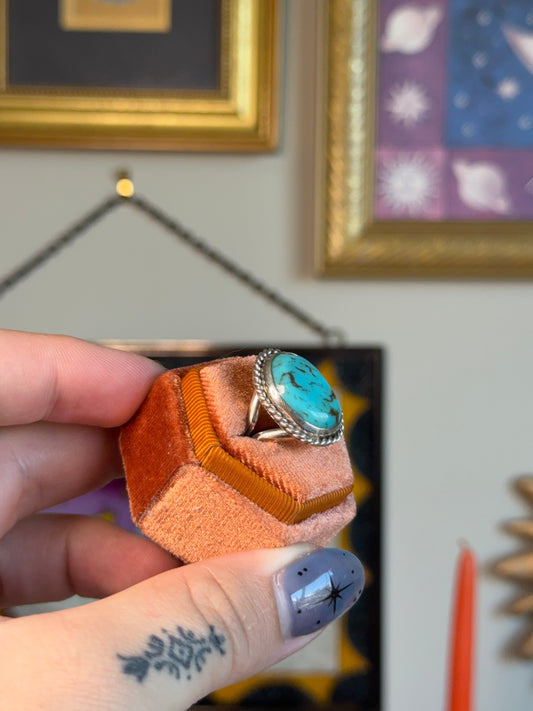 Twisted band turquoise ring