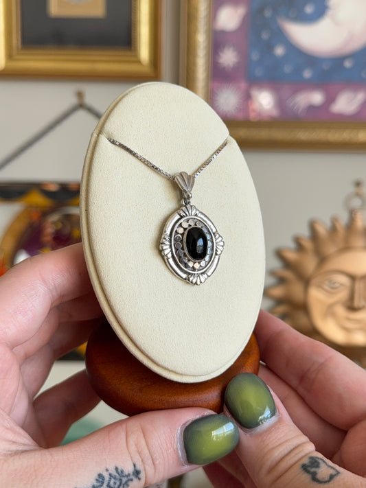 Black Onyx medallion necklace