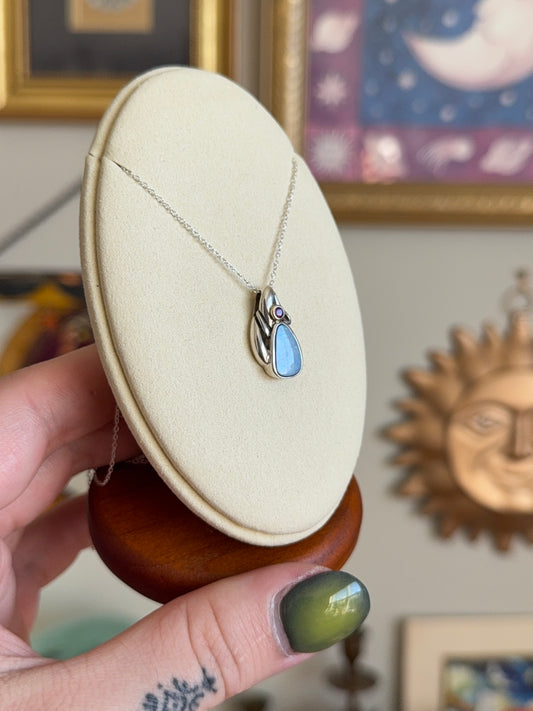 Small Opal & garnet necklace