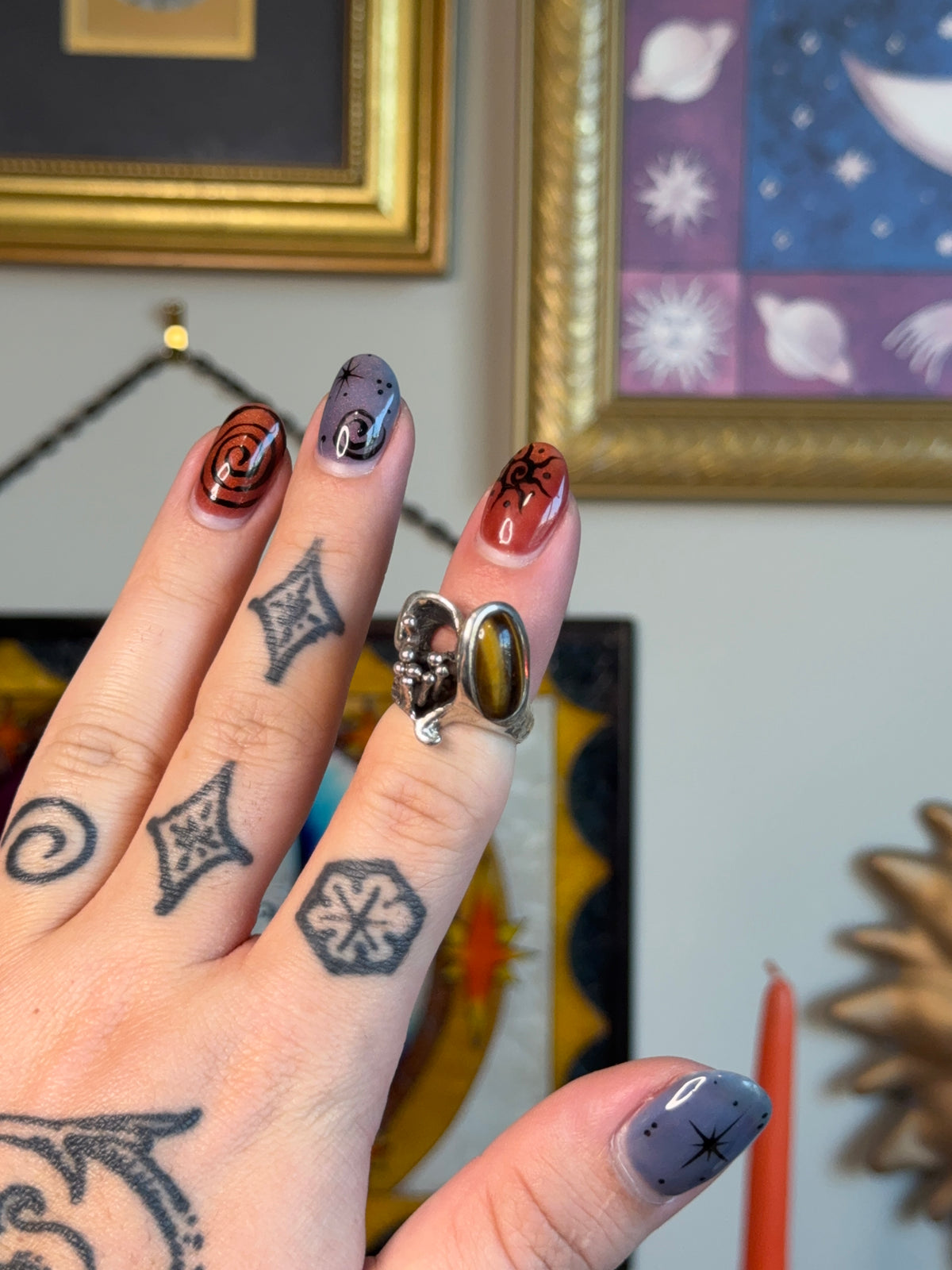 Brutalist Taxco tigers eye ring