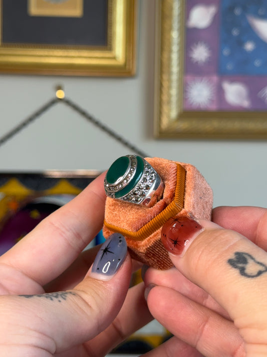 Green Onyx & Marcasite ring