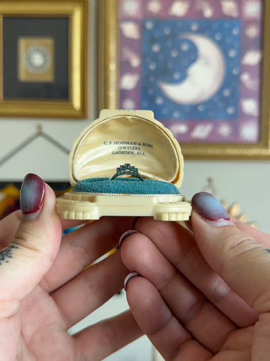 High setting blue topaz band