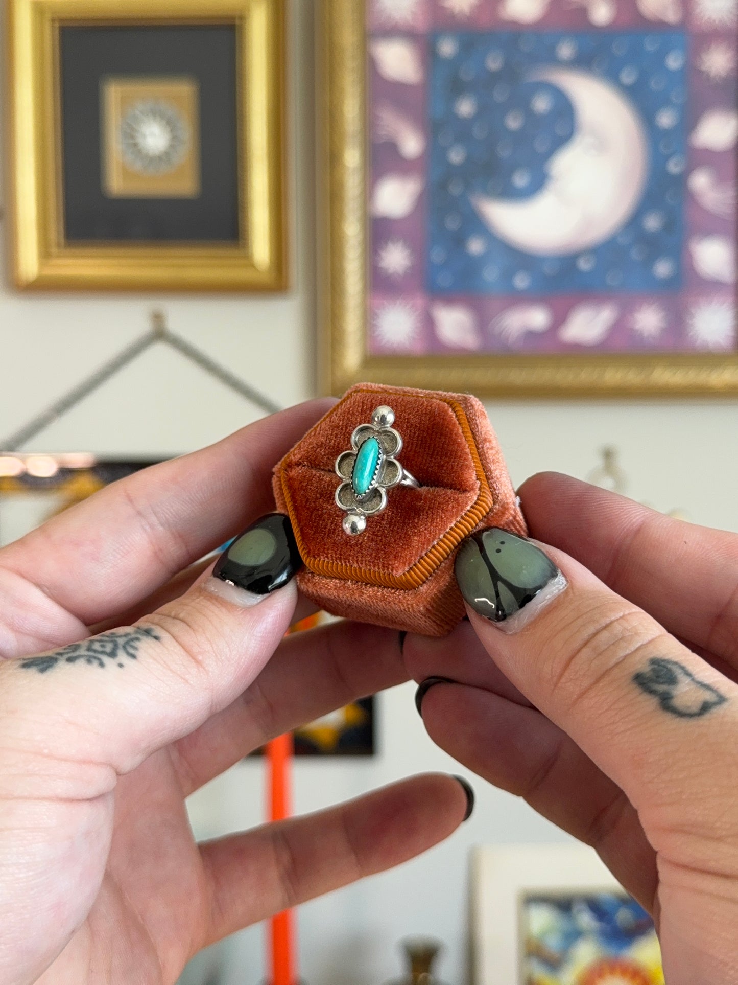 Small oval turquoise ring