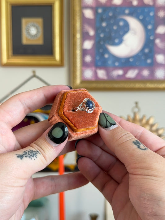 Lapis filigree ring