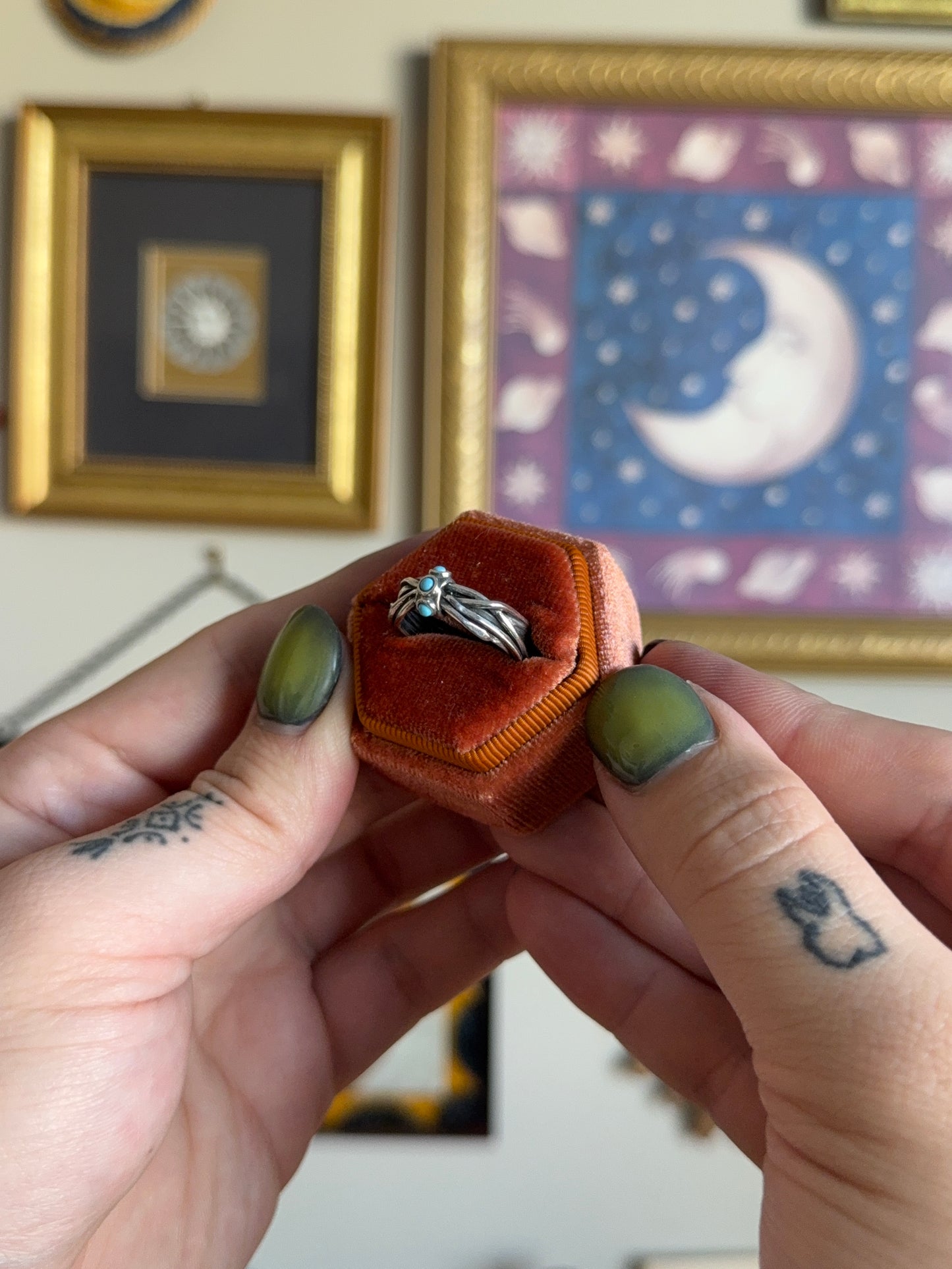 Twisted abstract turquoise ring