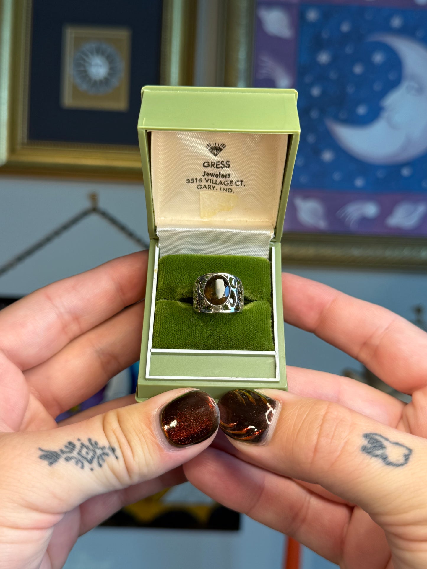 Smokey topaz filigree ring