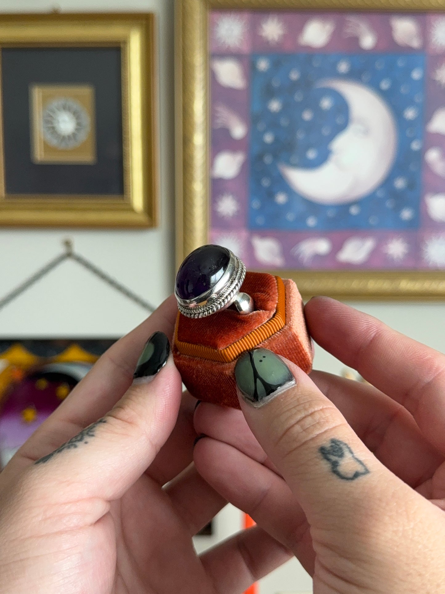 Massive amethyst cabochon ring
