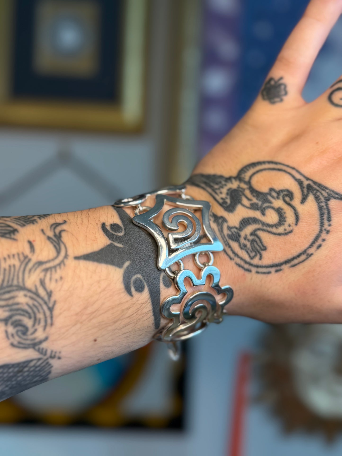 Taxco Ornate detailed chunky link bracelet