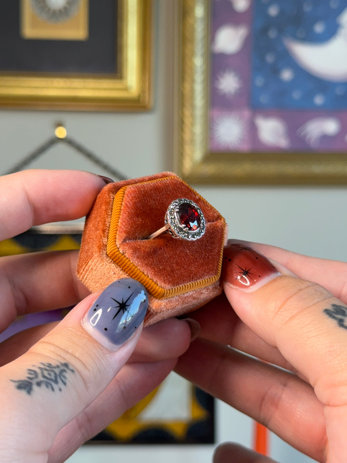 Garnet & Marcasite ring