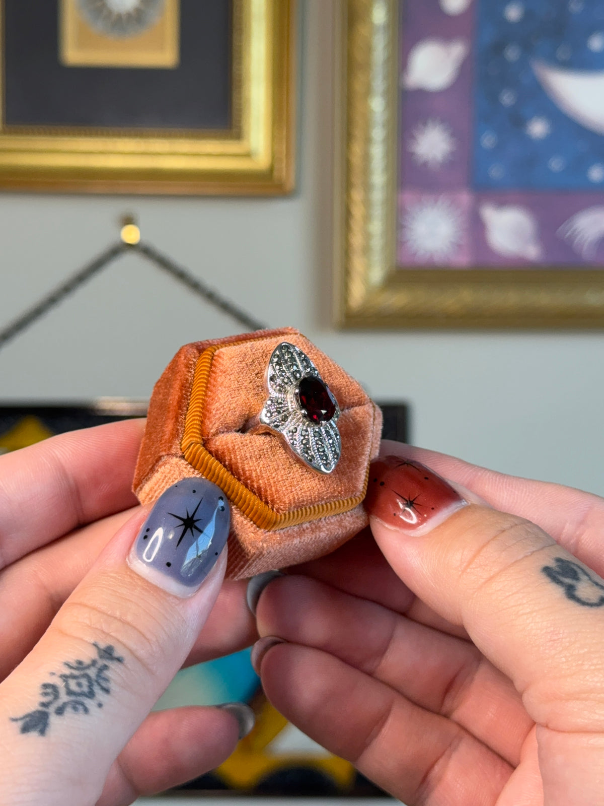 Garnet & Marcasite ring