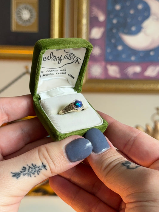 Antique cabochon black opal