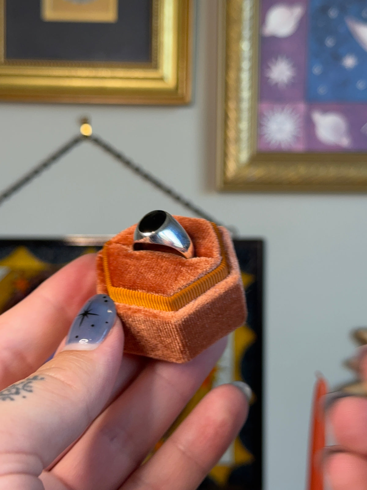 Oval black onyx signet