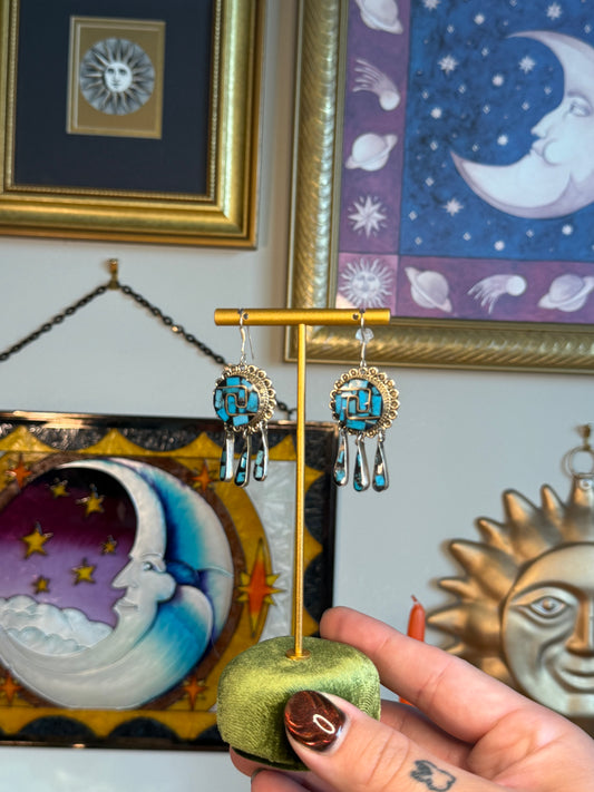 Taxco turquoise inlay earrings