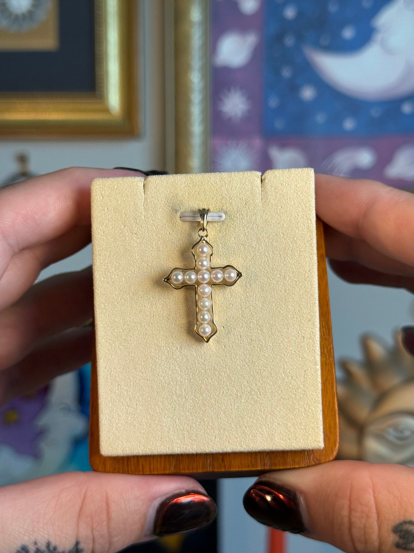 Pearl cross pendant