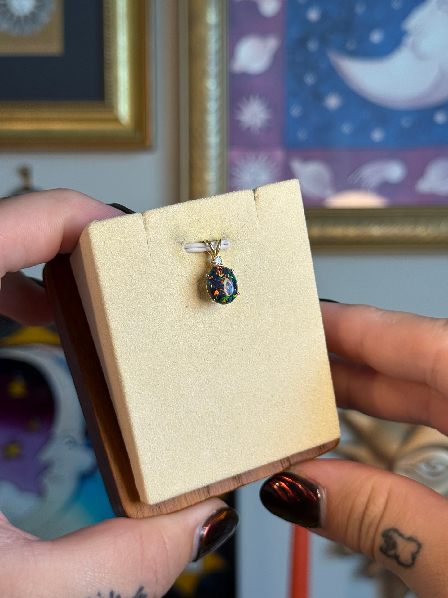 Black opal pendant