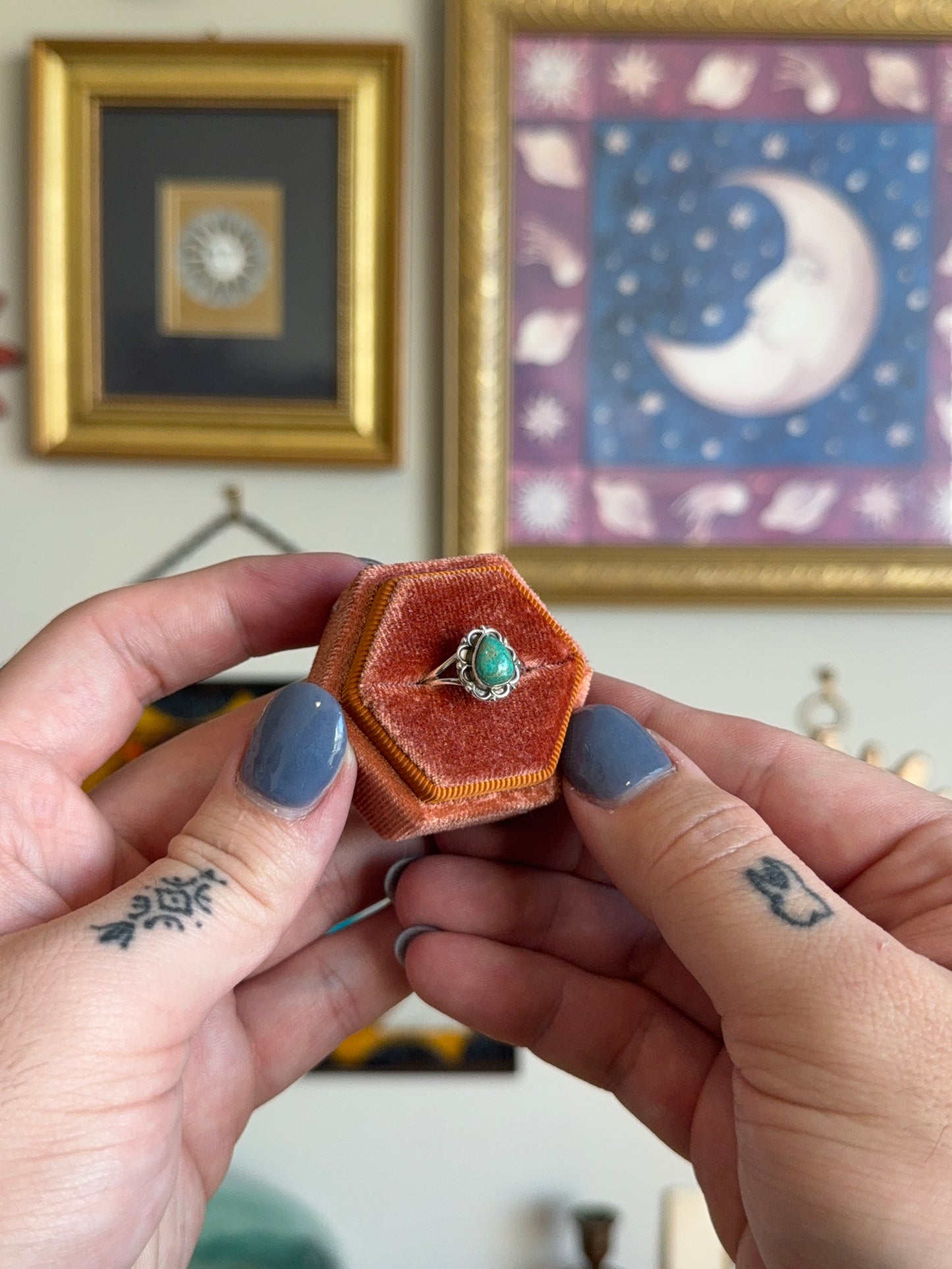Small pear shaped turquoise ring