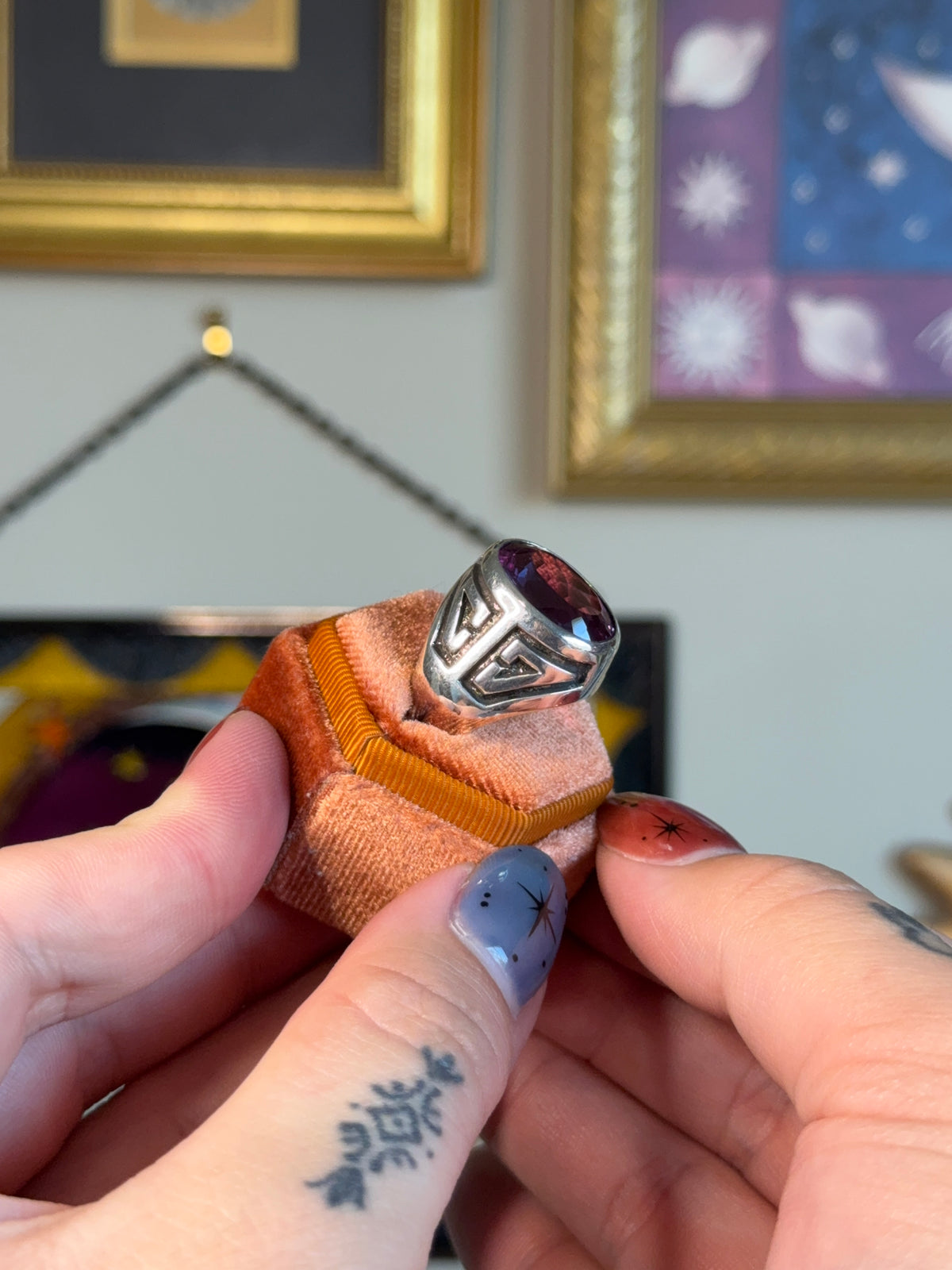 Amethyst Taxco detailed signet