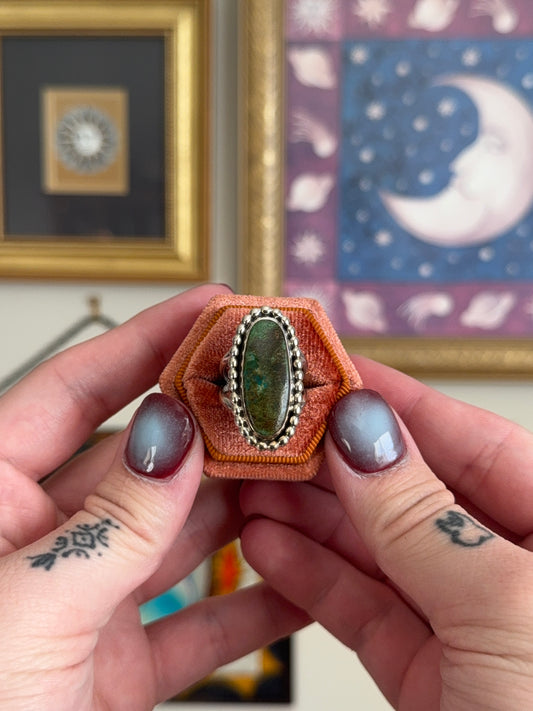 Elongated Green Turquoise ring