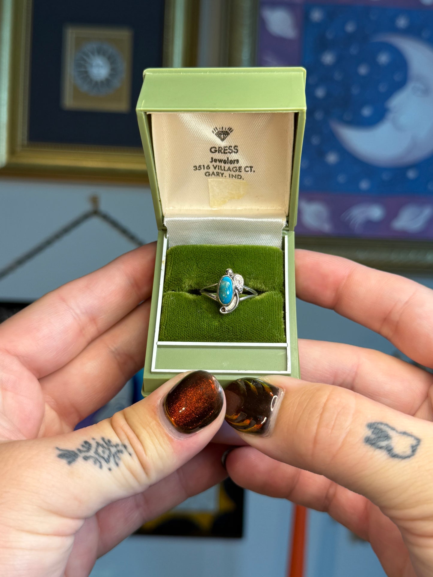 Small oval turquoise ring