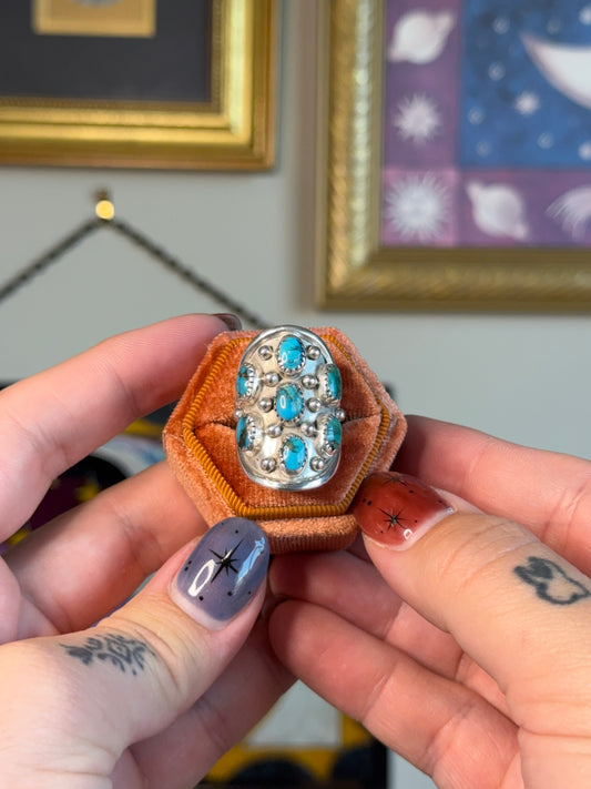 Turquoise shield ring