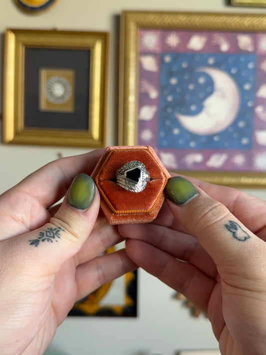 Black onyx and marcasite ring