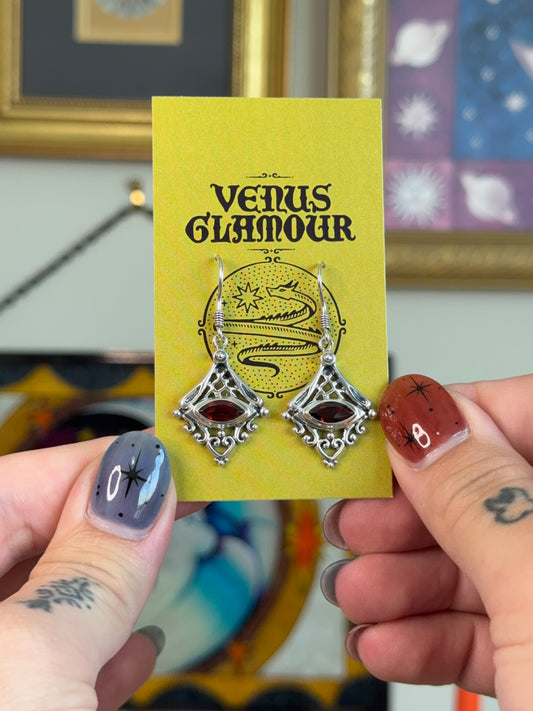 Garnet marquise earrings