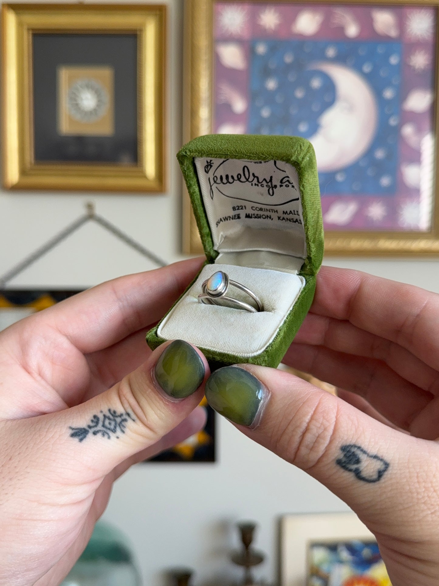 Ethiopian pear shaped opal ring