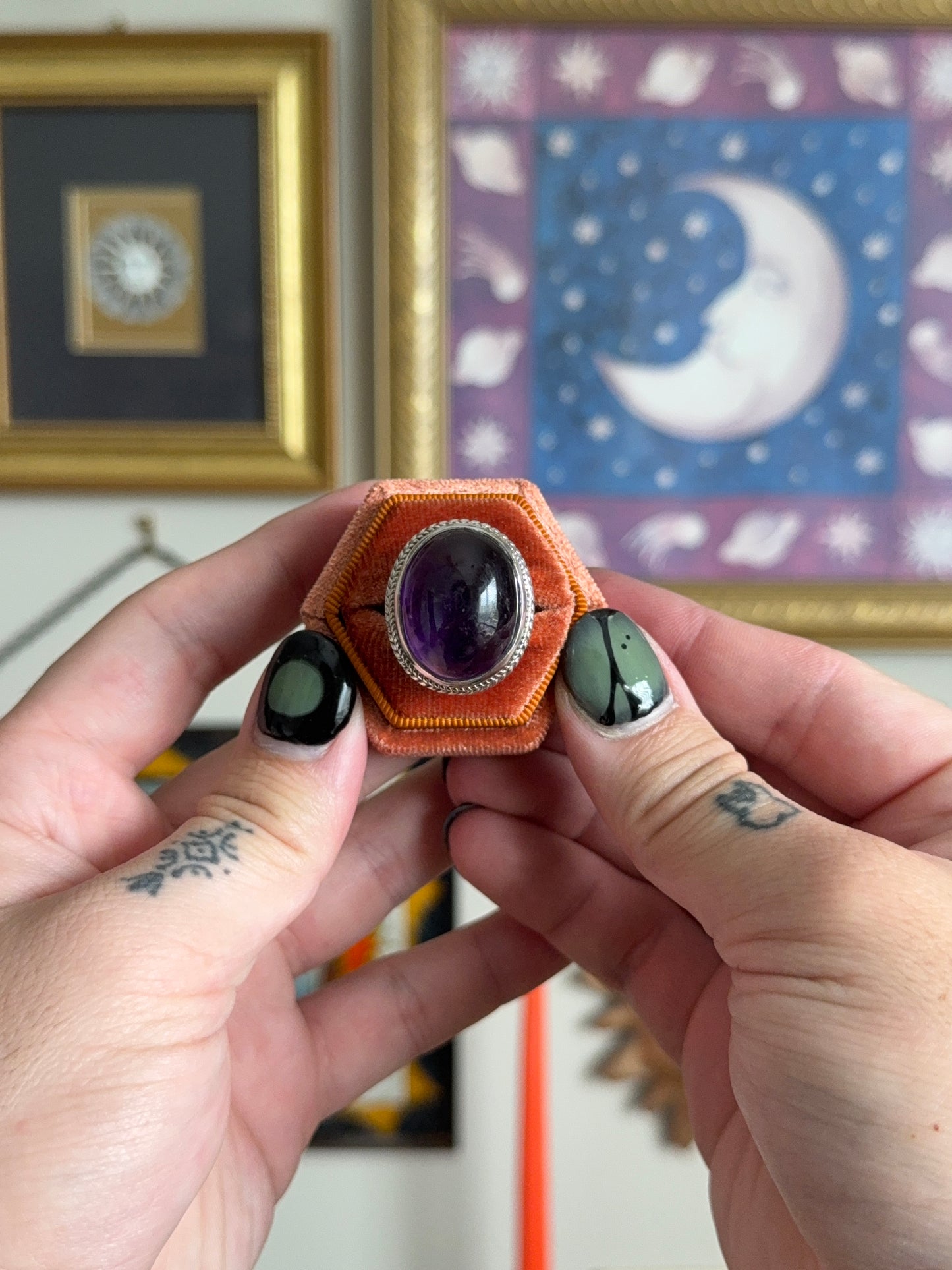 Massive amethyst cabochon ring