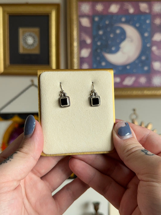 Black Onyx square earrings